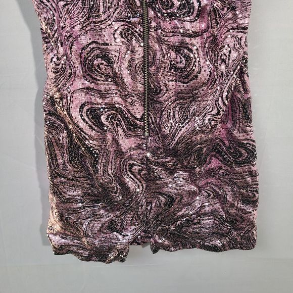 AsYou Sequin-Pink Plunge Zip Front Backless Romper W/ Zebra Pattern US 10 UK 12 - Picture 7 of 10